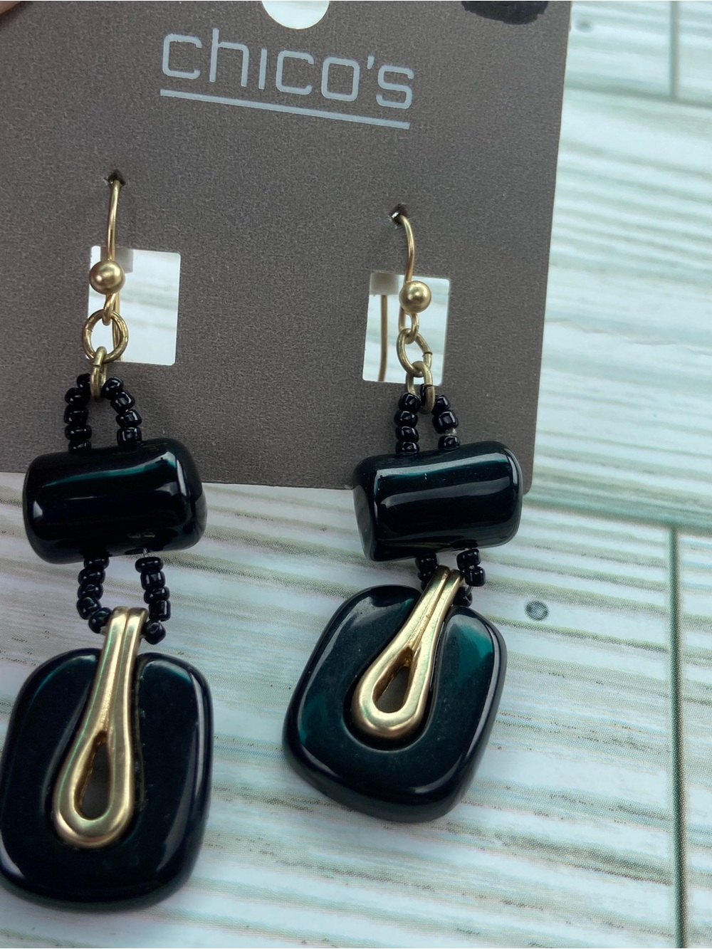 NEW Chicos Black & Gold Earrings